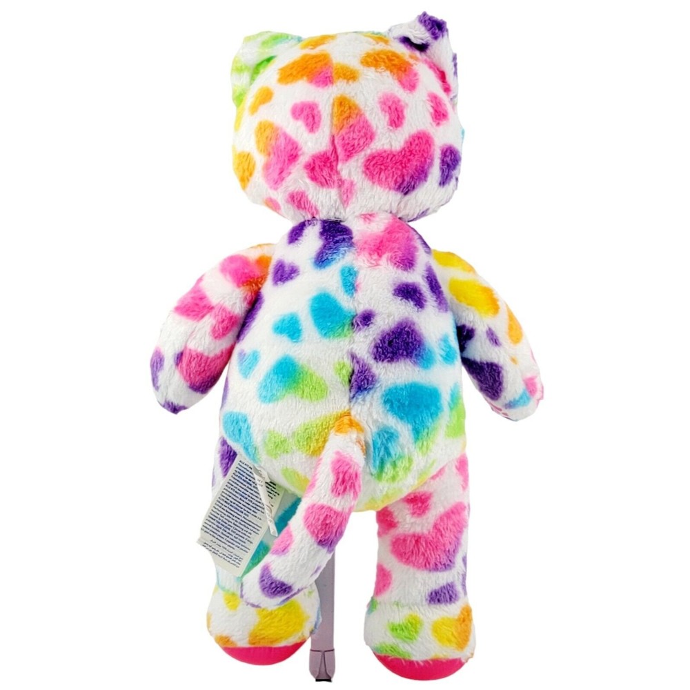 Lot of 2 Build a Bears Rainbow Hearts Kitty Cat & Hot Pink Leopard Stuffed Plush - Picture 10 of 15